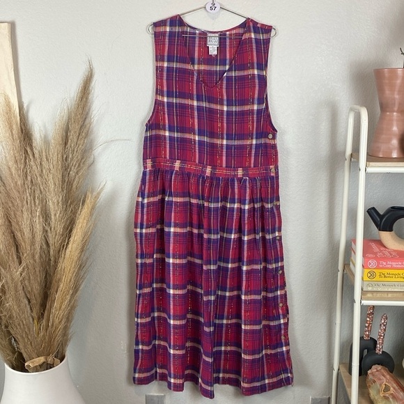 Vintage plaid button side maxi - Picture 2 of 7